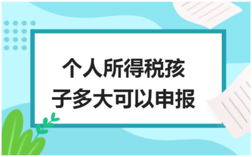 ​个人所得税孩子多大可以申报 税法实务