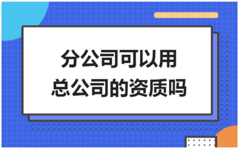 ​分公司可以用总公司的资质吗 税法实务