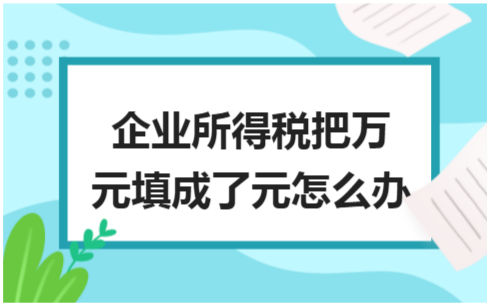 ​企业所得税把万元填成了元怎么办 税法实务