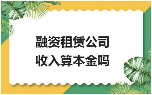 ​融资租赁公司收入算本金吗 税法实务