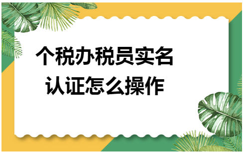 个税办税员实名认证怎么操作 会计实务