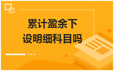 累计盈余下设明细科目吗 会计实务