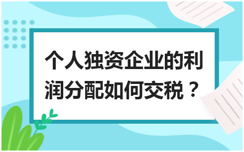 个人独资企业的利润分配如何交税 会计实务