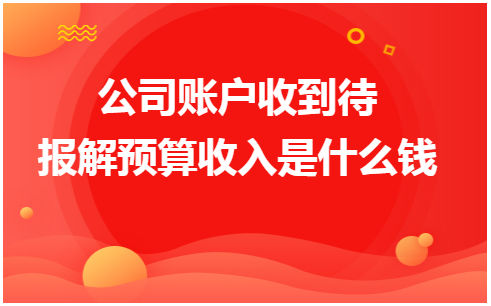 公司账户收到待报解预算收入是什么钱 会计实务