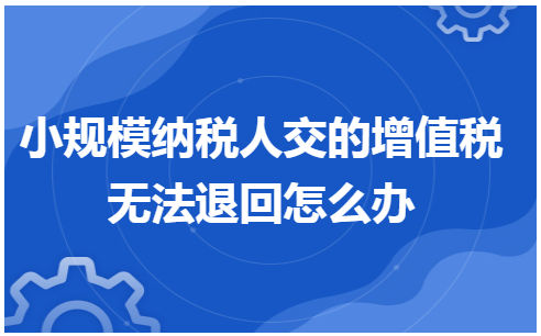 小规模纳税人交的增值税无法退回怎么办 会计实务