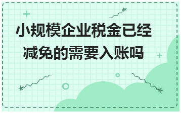 小规模企业税金已经减免的需要入账吗 会计实务