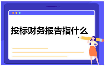 投标财务报告指什么 会计实务