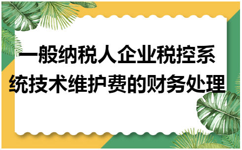 一般纳税人企业税控系统技术维护费的财务处理 会计实务